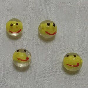 Handmade vintage lampwork glass beads : 4 Happy faces, 8 pumpkins